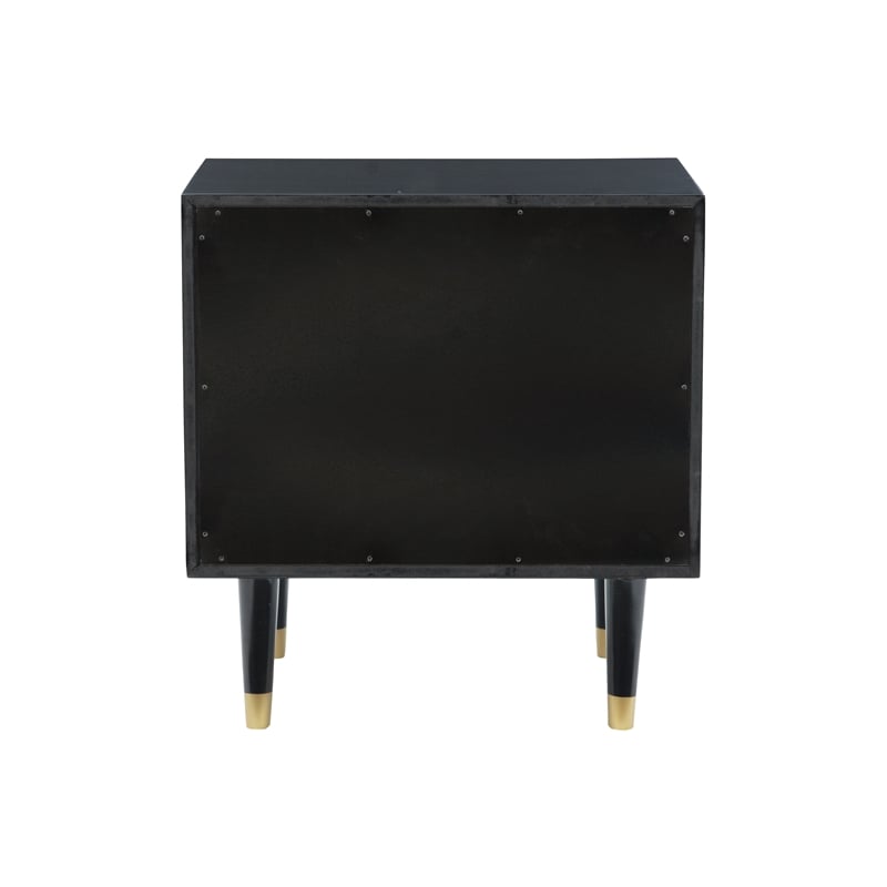 Home Square 2-Piece Set with Nightstand and Six Drawer Dresser in Black