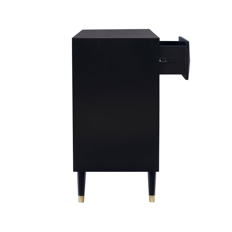 Home Square 2-Piece Set with Nightstand and Six Drawer Dresser in Black