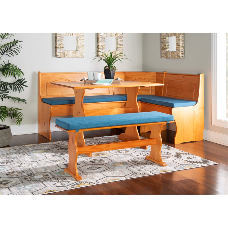 Home Square 2-Piece Set with Corner Dining Nook Set and Cushion Set in Blue