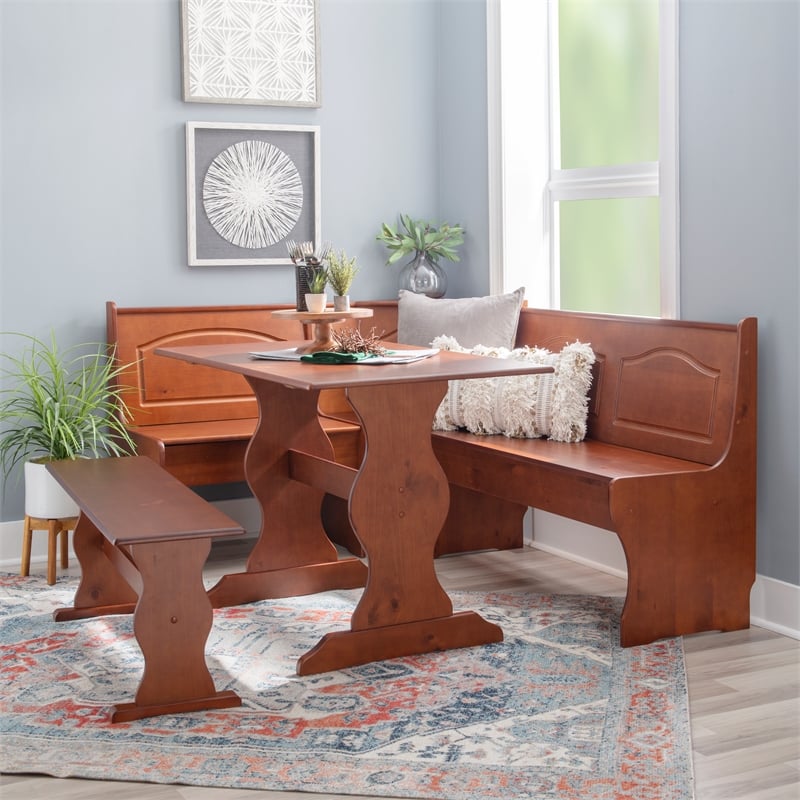 Home Square 2-Piece Set with Dining Nook Set and Cushion Set in Dark Brown