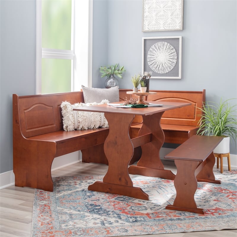Home Square 2-Piece Set with Dining Nook Set and Cushion Set in Dark Brown