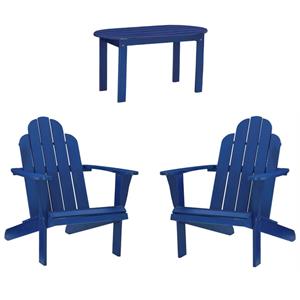 Home Square 3-Piece Set with Outdoor Coffee Table and 2 Chairs in Blue