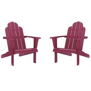 Home Square Solid Wood Outdoor Chair in Red Finish - Set of 2