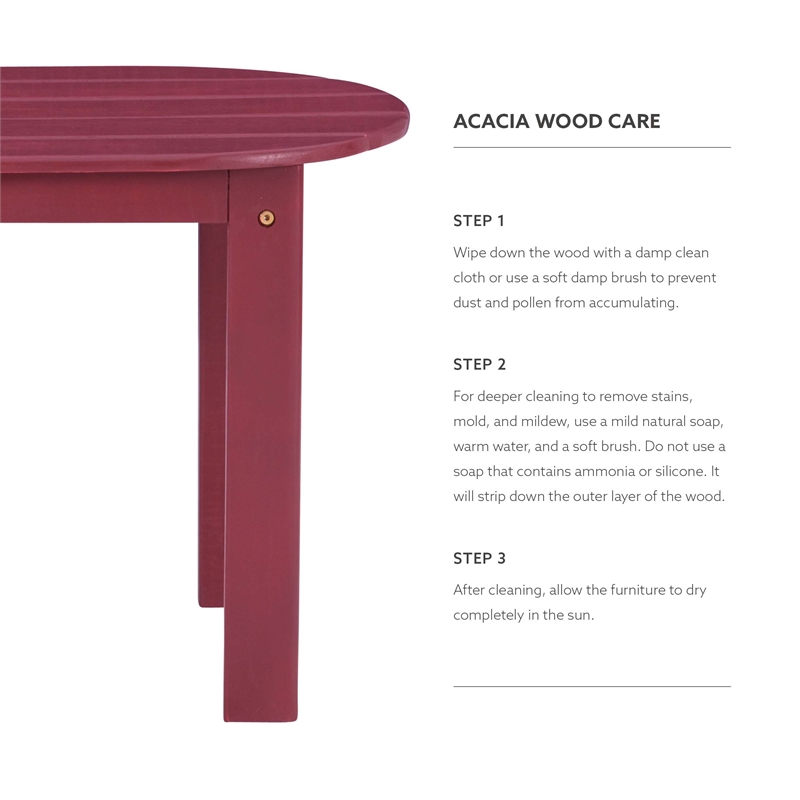 Home Square 3-Piece Set with Outdoor Coffee Table and 2 Chairs in Red
