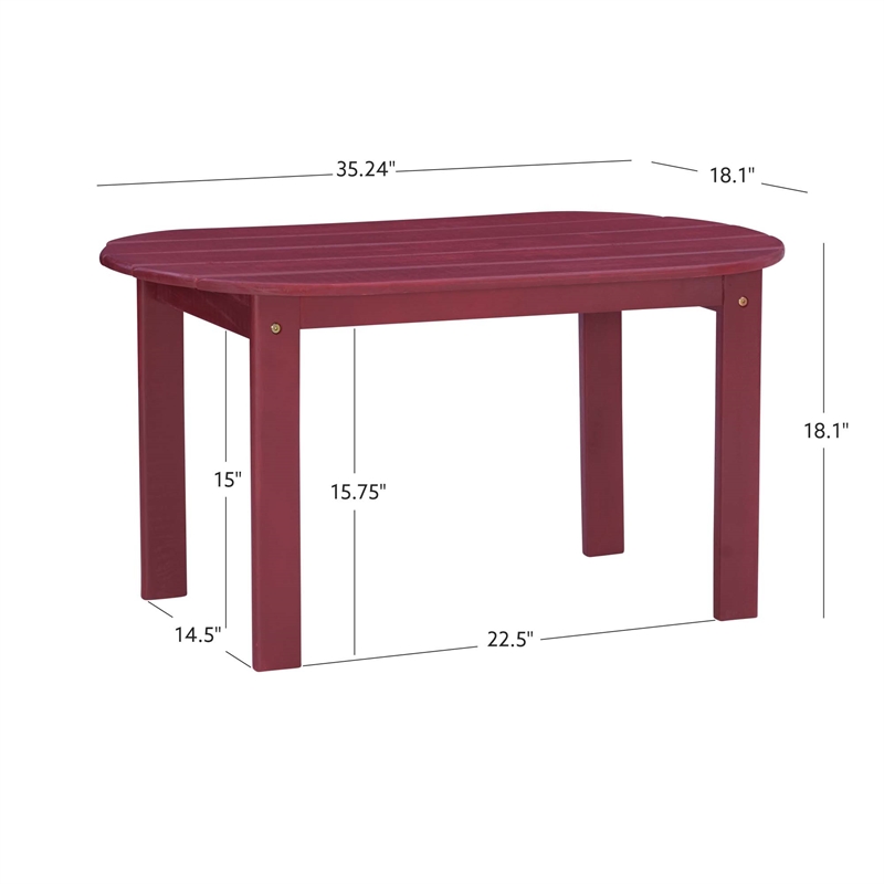 Home Square 3-Piece Set with Outdoor Coffee Table and 2 Chairs in Red