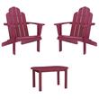 Home Square 3-Piece Set with Outdoor Coffee Table and 2 Chairs in Red