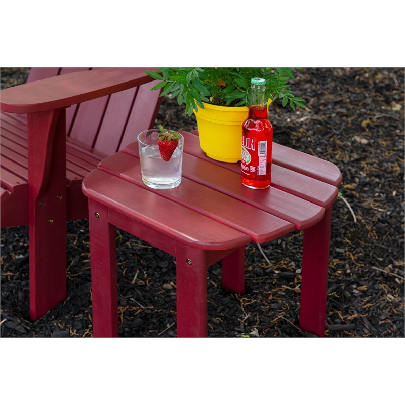 Home Square 3-Piece Set with Outdoor Side Table and 2 Chairs in Red
