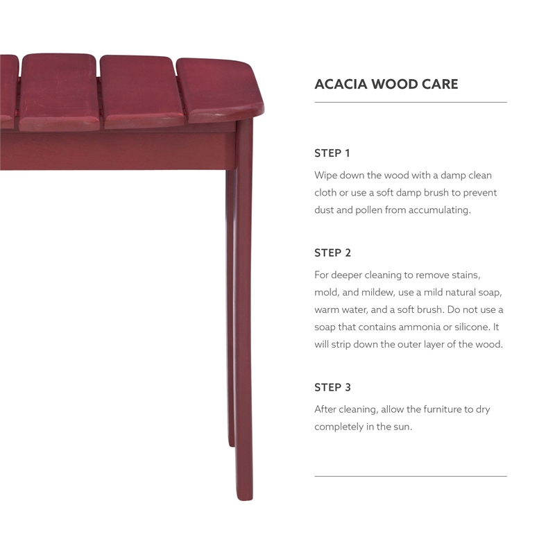 Home Square 3-Piece Set with Outdoor Side Table and 2 Chairs in Red