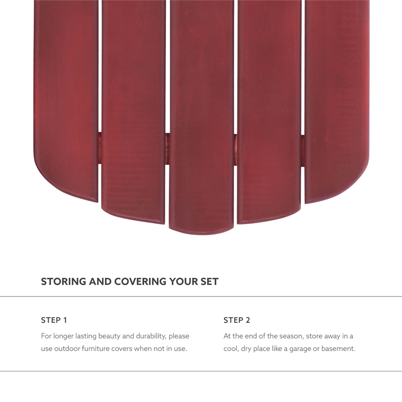 Home Square 3-Piece Set with Outdoor Side Table and 2 Chairs in Red
