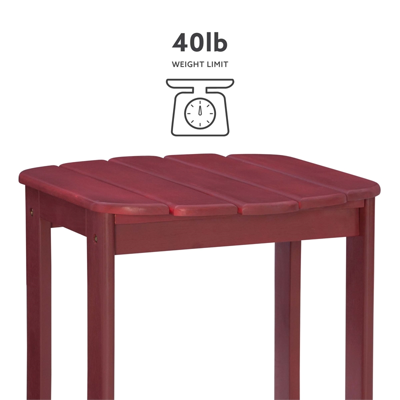Home Square 3-Piece Set with Outdoor Side Table and 2 Chairs in Red