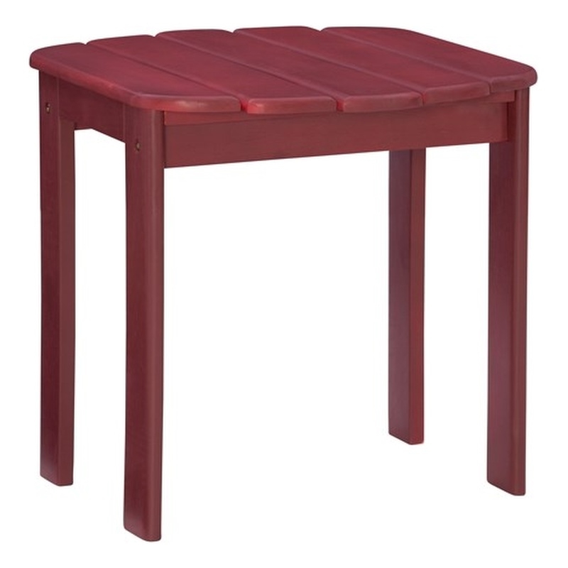 Home Square 3-Piece Set with Outdoor Side Table and 2 Chairs in Red