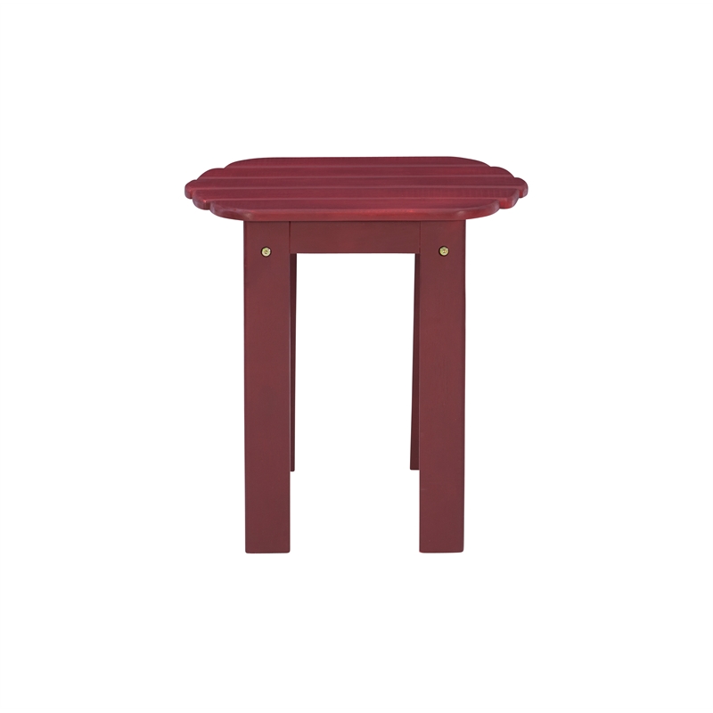 Home Square 3-Piece Set with Outdoor Side Table and 2 Chairs in Red