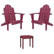 Home Square 3-Piece Set with Outdoor Side Table and 2 Chairs in Red