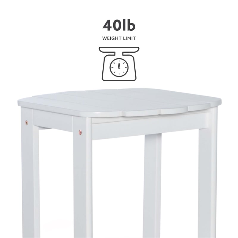Home Square 3-Piece Set with Outdoor Side Table and 2 Chairs in White