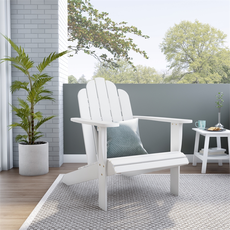 Home Square 3-Piece Set with Outdoor Side Table and 2 Chairs in White
