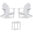 Home Square 3-Piece Set with Outdoor Side Table and 2 Chairs in White