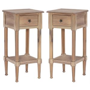 Home Square Wood Accent Starfish Coastal Side Table in Natural - Set of 2