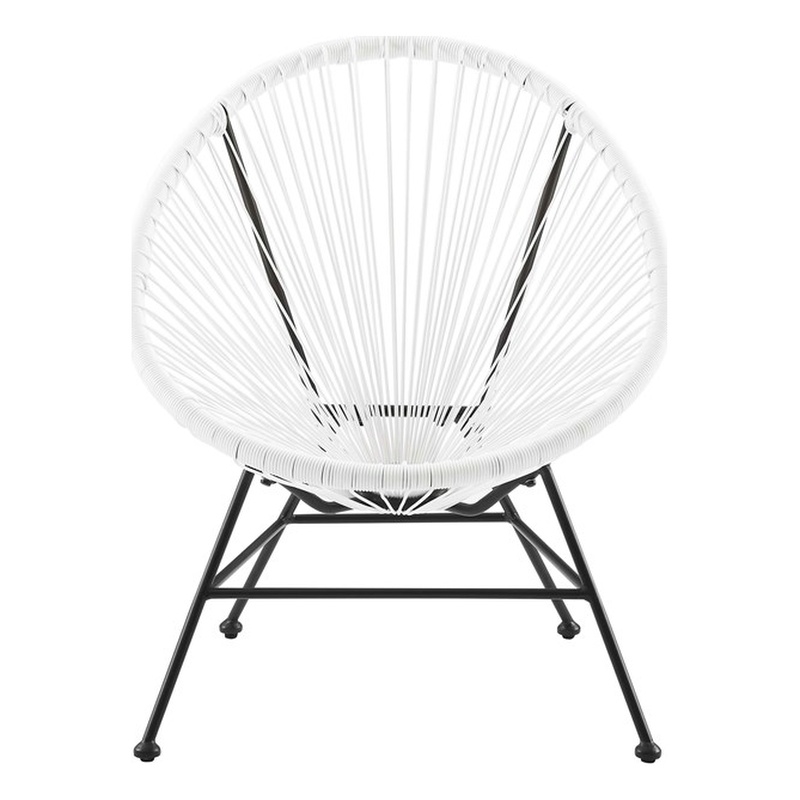 Home Square Outdoor Metal Single Chair in White Finish - Set of 2