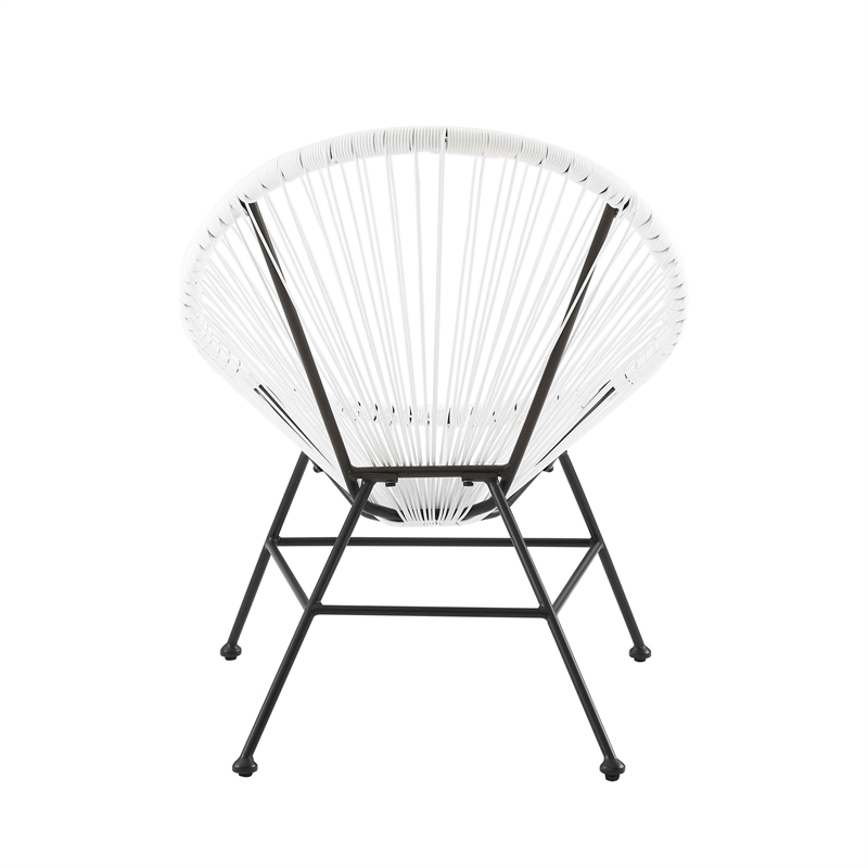 Home Square Outdoor Metal Single Chair in White Finish - Set of 2