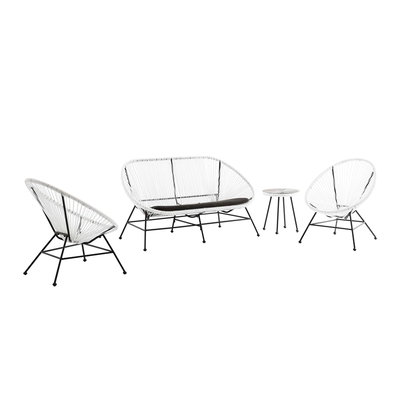 Home Square Outdoor Metal Single Chair in White Finish - Set of 2