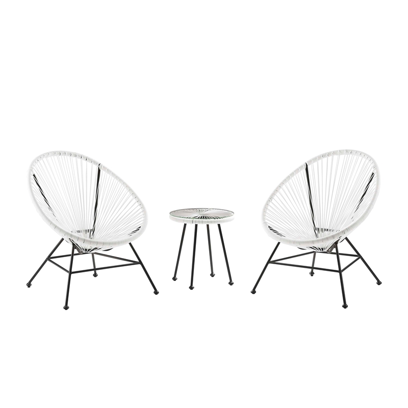 Home Square 3-Piece Set with 2 Single Chairs and Loveseat in White