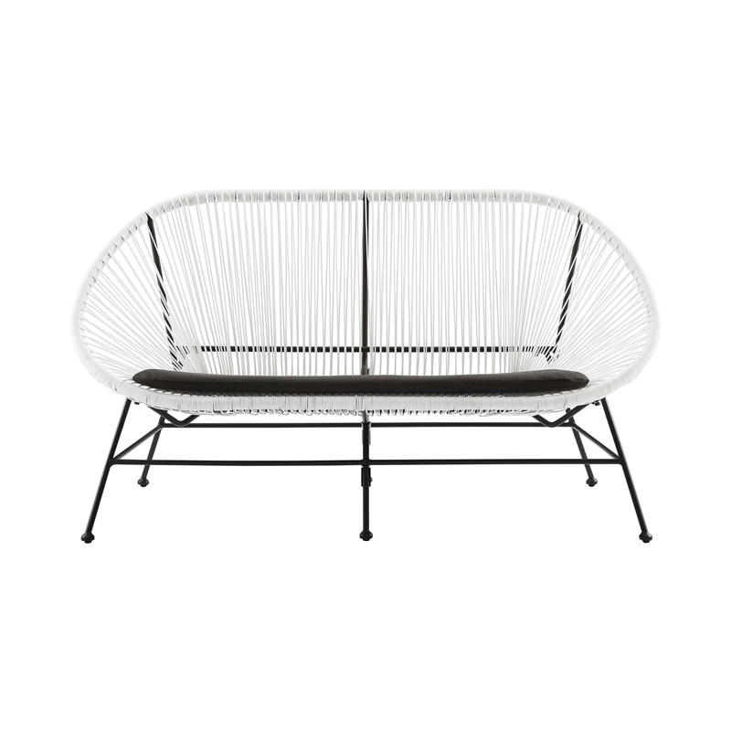 Home Square 3-Piece Set with 2 Single Chairs and Loveseat in White