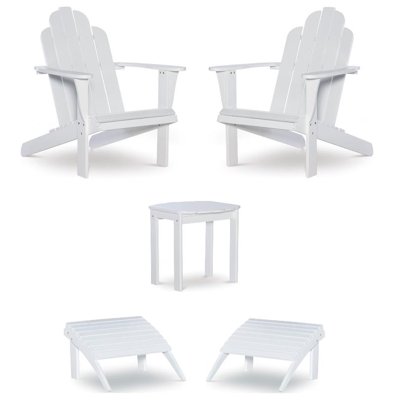 Home Square 5-Piece Set with Side Table & 2 Chairs & 2 Ottoman