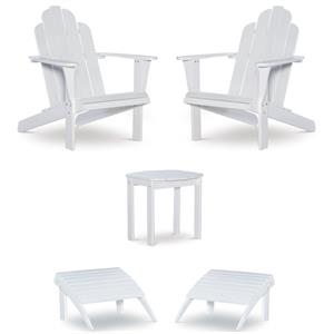Home Square 5-Piece Set with Side Table & 2 Chairs & 2 Ottoman