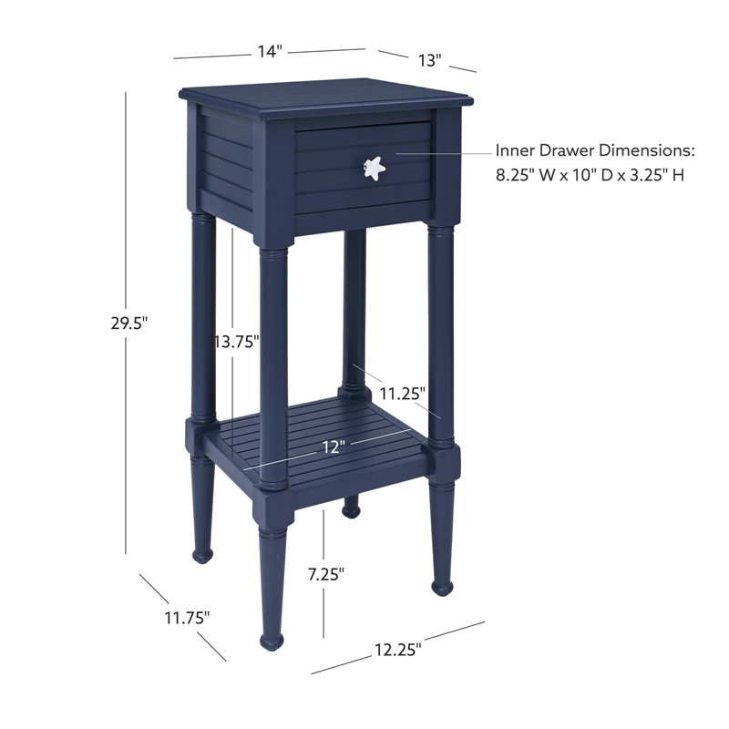 Home Square 3-Piece Set with Accent Table and 2 Side Tables in Navy