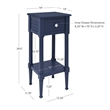 Home Square 3-Piece Set with Accent Table and 2 Side Tables in Navy