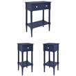 Home Square 3-Piece Set with Accent Table and 2 Side Tables in Navy