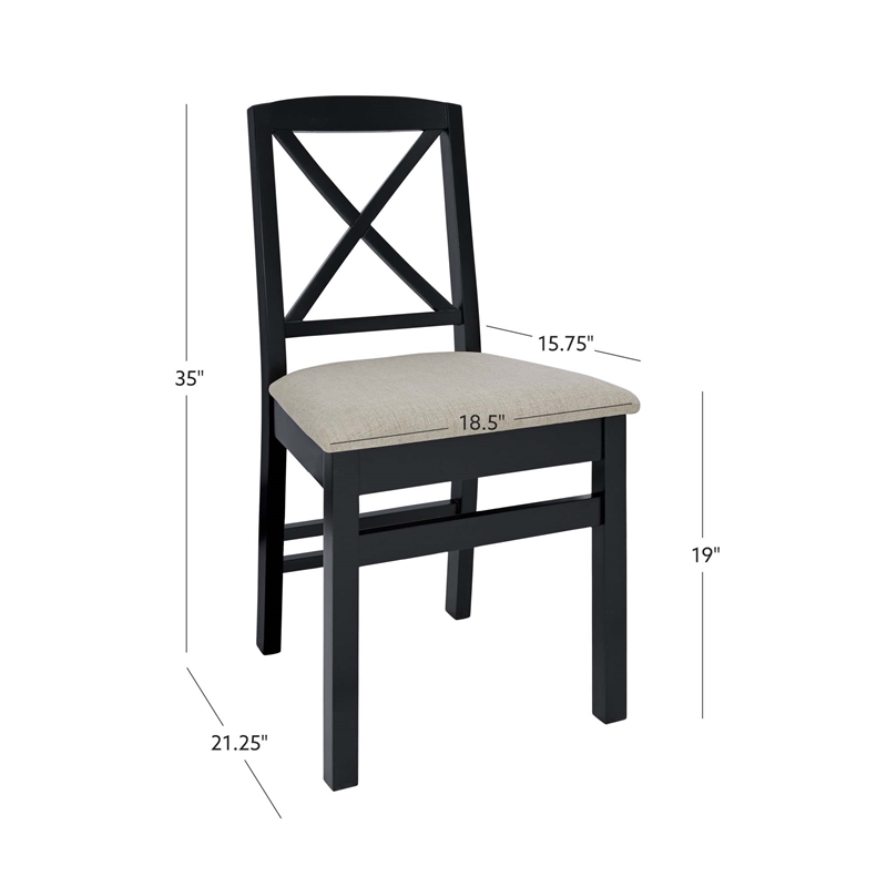 Home Square 3-Piece Set with Dining Table and Two Dining Chairs in Black