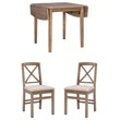 Home Square 3-Piece Set with Dining Table and Two Dining Chairs in Washed Gray