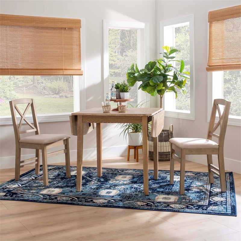 Home Square 3-Piece Set with Dining Table and Two Dining Chairs in Washed Gray