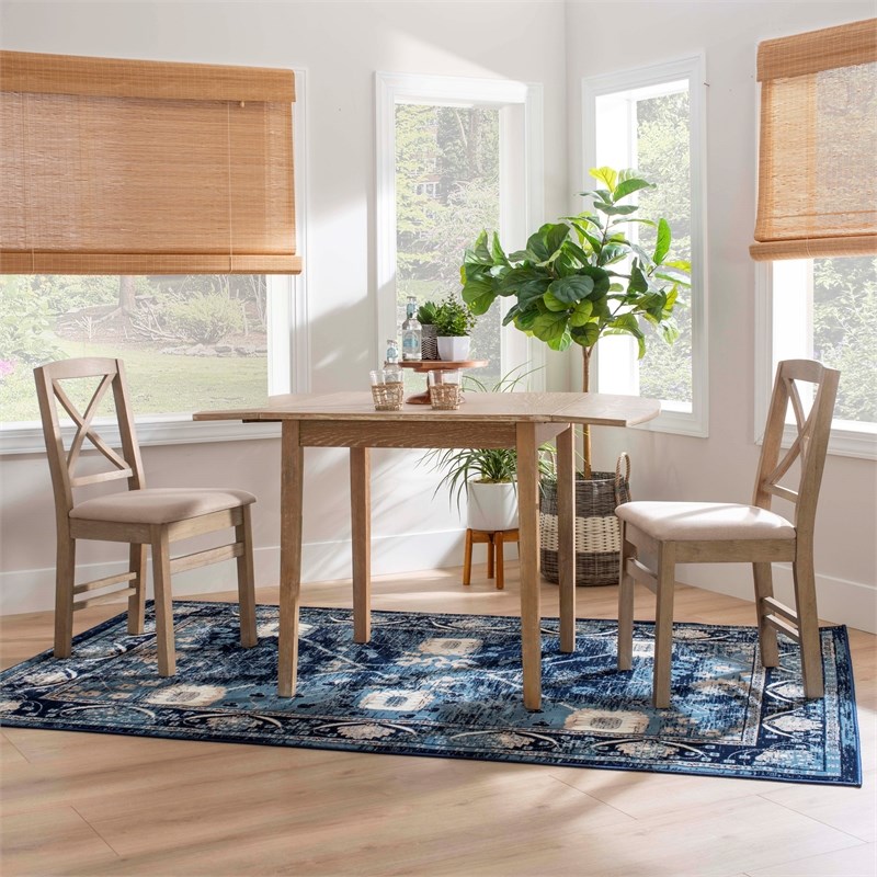 Home Square 3-Piece Set with Dining Table and Two Dining Chairs in Washed Gray