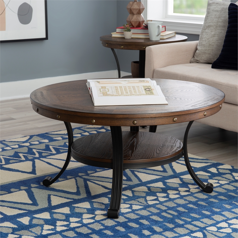 Home Square 3-Piece Set with Coffee Table and 2 Metal End Tables