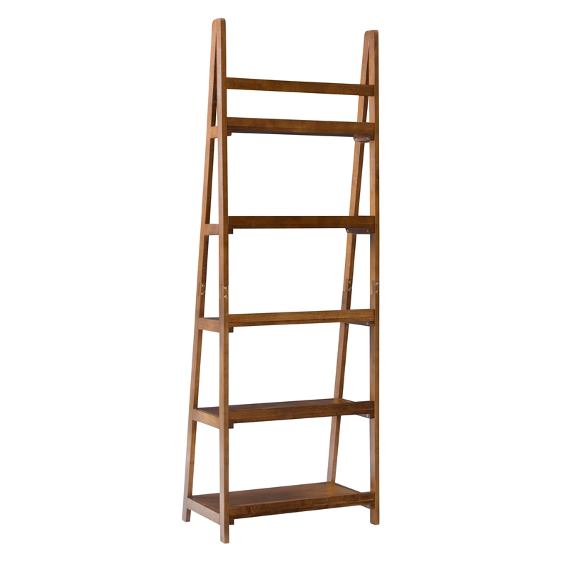 Home Square 2-Piece Set with One Drawer Desk and Five Shelf Bookcase