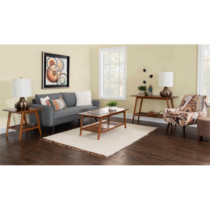 Home Square 3-Piece Set with Coffee Table and Accent End Table in Brown