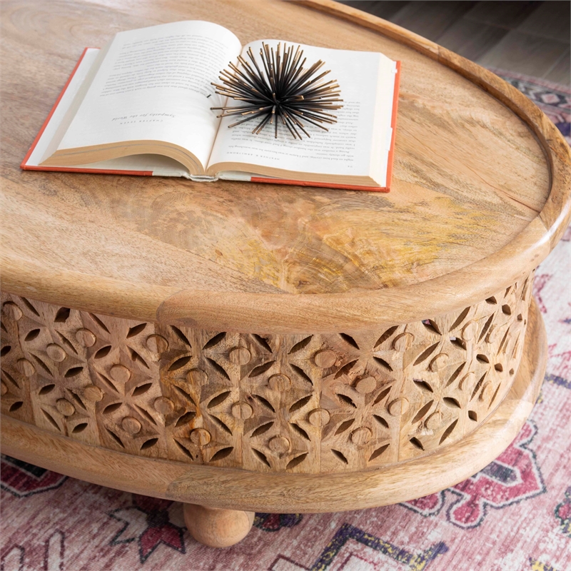 Home Square 3-Piece Set with Coffee Table and 2 Side Tables in Natural