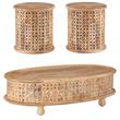 Home Square 3-Piece Set with Coffee Table and 2 Side Tables in Natural