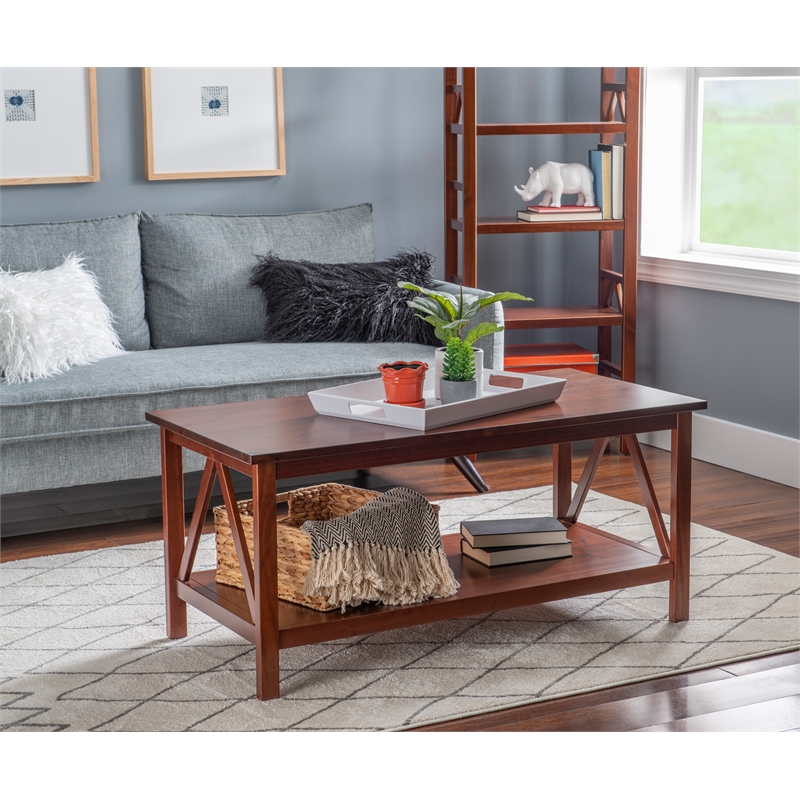 Home Square 3-Piece Set with Coffee Table and 2 End Tables in Brown