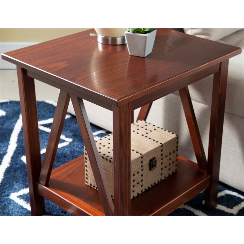 Home Square 3-Piece Set with Coffee Table and 2 End Tables in Brown