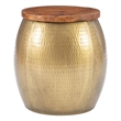 Home Square 2-Piece Set with Drum Table and Drum Side Table in Gold