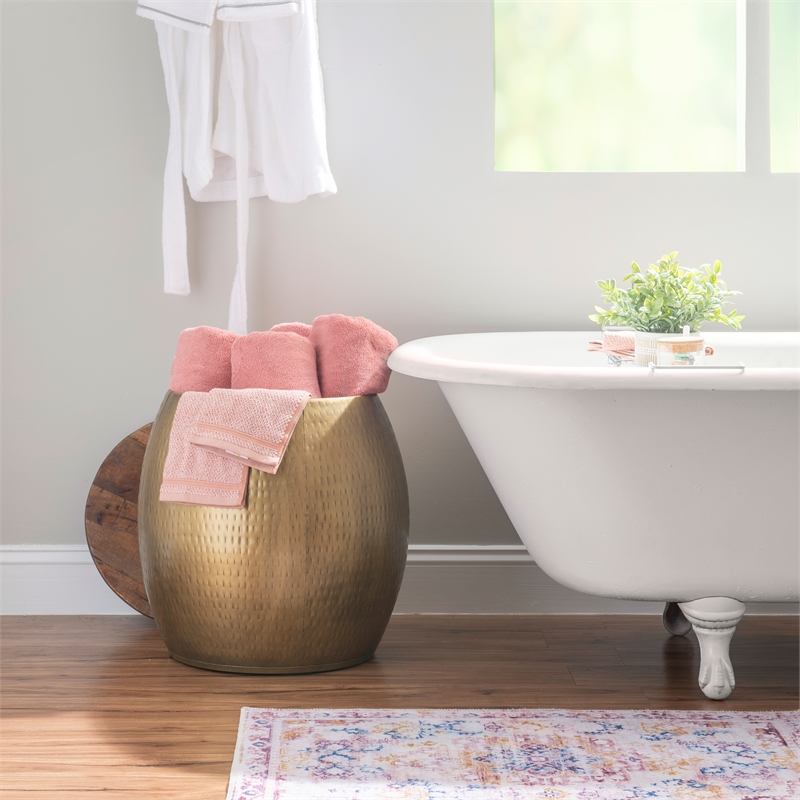 Home Square 2-Piece Set with Drum Table and Drum Side Table in Gold