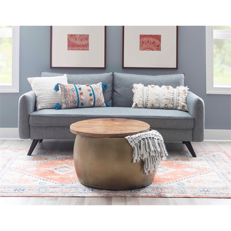 Home Square 2-Piece Set with Drum Table and Drum Side Table in Gold