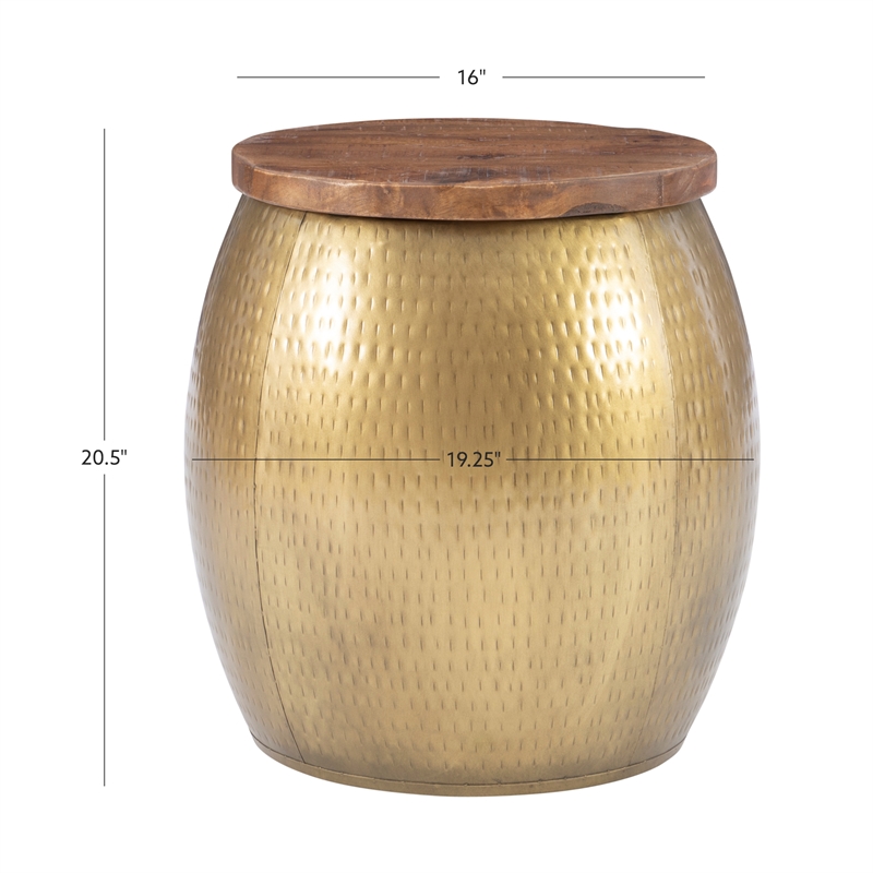 Home Square 2-Piece Set with Drum Table and Drum Side Table in Gold