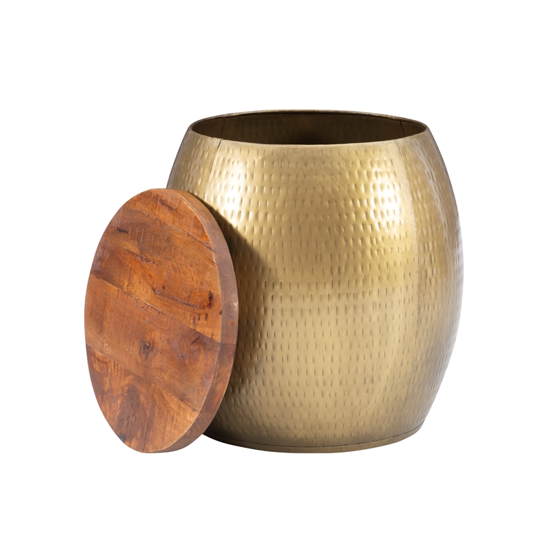 Home Square 2-Piece Set with Drum Table and Drum Side Table in Gold