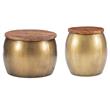 Home Square 2-Piece Set with Drum Table and Drum Side Table in Gold