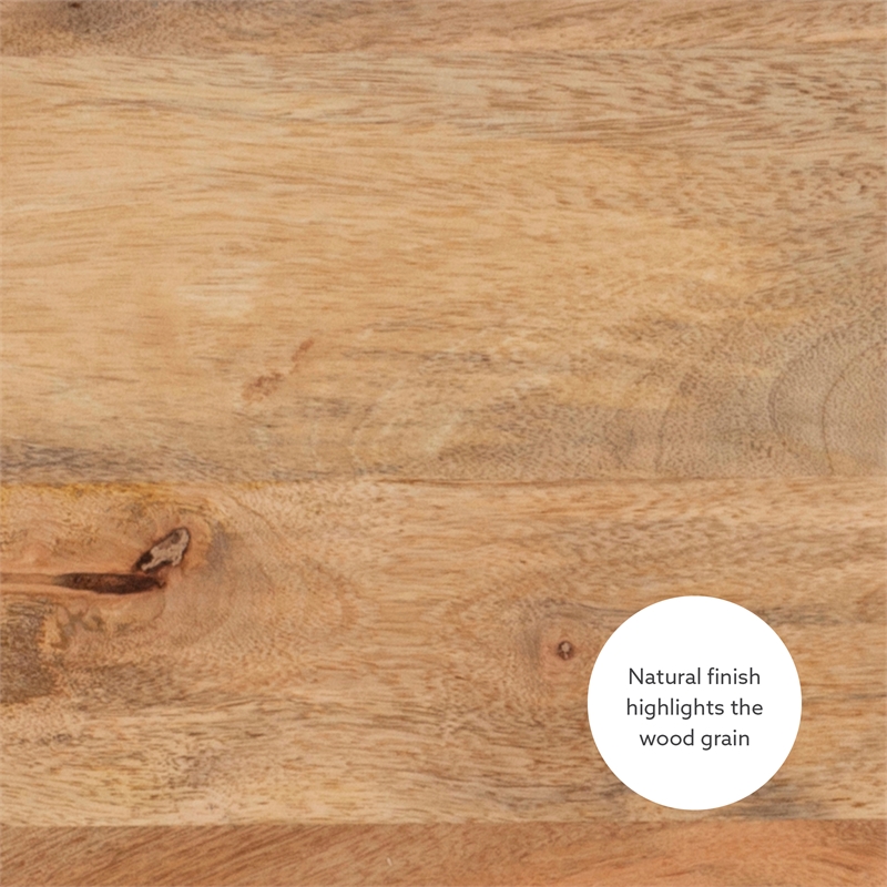 Home Square Wood Hand Carved Side Table in Natural - Set of 2