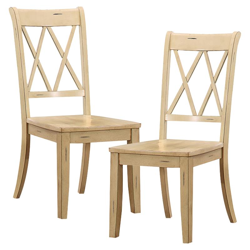 Home Square 5-Piece Set with Dining Table and 4 Dining Chairs in Buttermilk